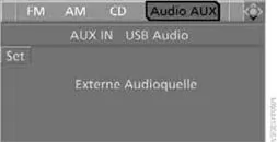 4. "AUX IN" ausw&auml;hlen und Controller dr&uuml;cken.
