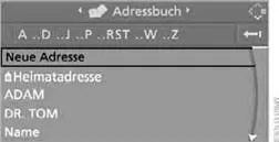 3. "Standort als Adresse übernehmen" auswählen und Controller drücken. Der vorgegebene Name kann geändert werden. Bedienung, siehe Ziel manuell