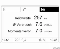 Anzeige von Uhrzeit, Au&szlig;entemperatur und Datum bzw. Infotainment System, wenn
