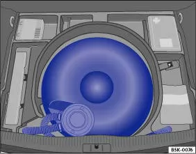 Abb. 5 Prinzipdarstellung: Autogasvorratsbeh&auml;lter in der Reserveradmulde.